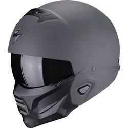 Scorpion EXO-Combat II Graphite - Modularhelm in Matt-Dunkelgrau, Größe M - Motorradhelm mit aggressivem Design, verbesserter Geräuschdämmung und optimierter Passform. Verwandelt sich in einen offenen Helm für maximale Luftzirkulation. Integrierte Lautsprechertaschen für Bluetooth®-Geräte.