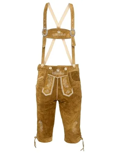 STEIGENHÖFER Knielange Trachten Lederhose für Herren - Premium Veloursleder Trachtenlederhose, handgemacht mit einzigartiger Stickerei und optimaler Passform, ideal für Oktoberfest und andere Festlichkeiten.