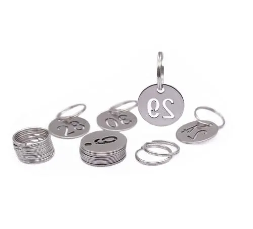 NanTun 23 mm Edelstahl-Nummernschilder, 30 Stück, Schlüsselanhänger mit Ringen für Zahlen 1 bis 30