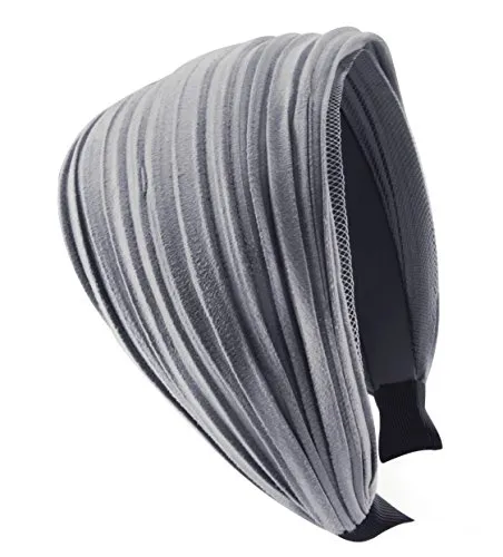 axy Breiter Haarreif mit leichtem Flanell (Leder Optik) Damen Stirnband Haarschmuck Haarreifen HR32 (Grau)