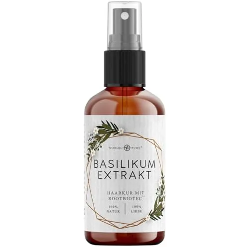 Produktbild Basilikum-Extrakt-Haarkur von Nordic Pure | Zur Pflege von dünnem, trockenem & brüchigem Haar | Kann Haarausfall vorbeugen | 100ml