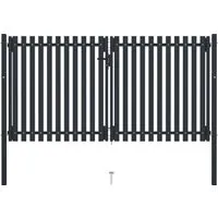 vidaXL Doppelflügel Zauntor Stahl 306x220 cm Anthrazit - Gartentor aus pulverbeschichtetem Stahl, robust und sicher mit Schloss und Griff. Ideal für einen stilvollen und geschützten Zugang zu Ihrem Garten.