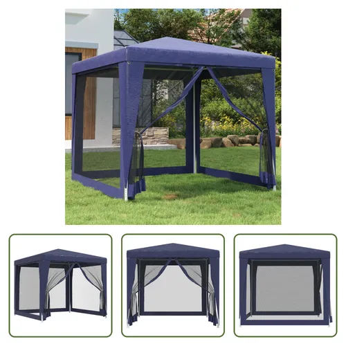 The Living Store Partyzelt 2,5x2,5 m mit 4 Mesh-Seitenwänden in Blau