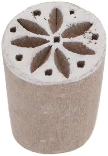 GURU SHOP Indischer Textilstempel, Holz Stoffdruckstempel, Blaudruck Stempel, Druck Modell - Ø 2 cm Sternblüte 2