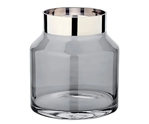 EDZARD Vase Gabi - Elegante Kristallglas Blumenvase mit Platinrand - Moderne Vasen für stilvolle Tischdeko, aus mundgeblasenem Kristallglas mit elegantem Platinrand, ideal für Tulpen und große Blumensträuße.