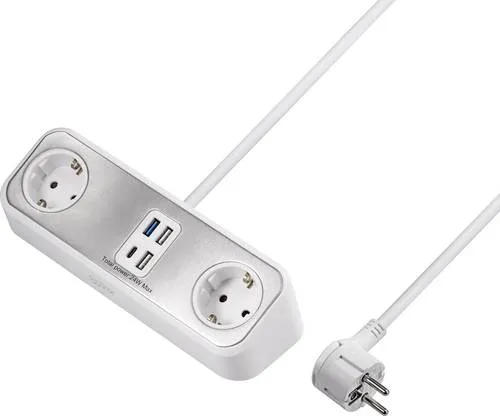 Sygonix SY-4538256 Steckdosenleiste 2fach Weiß - Steckdosen & Zubehör mit schicker Edelstahloptik und erhöhtem Berührungsschutz für mehr Sicherheit und modernes Design in Ihrem Zuhause.