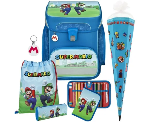 Scooli Schulranzen EasyFit 1.Klasse Jungen (6-tlg) - Schulranzen für Grundschüler mit ergonomischer Passform, leicht und rückenfreundlich. Mit Wasserabweisendem Innenmaterial und Sicherheitsreflektoren für optimale Sichtbarkeit.