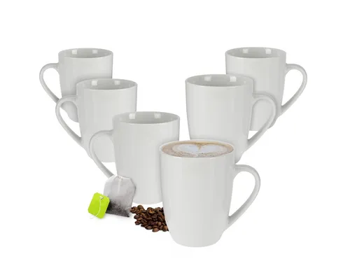 Spetebo Becher Porzellan Kaffeebecher in weiß - 6er Set, 6-tlg., Porzellan, Kaffee und Tee Tassen für ca. 350 ml