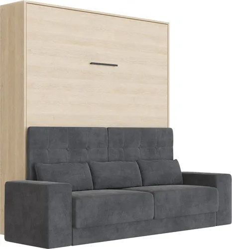 SMARTBett Schrankbett  Set M1 160x200 + 2 Standregale inkl.LED mit SOFA Kaiserberg Eiche