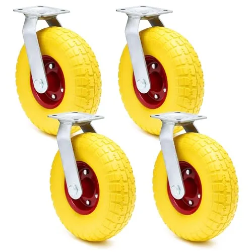 Wiltec Lenkrollen Set 4x - Möbelrollen mit 150kg Tragkraft - Lenkrollen für Möbel, bis 150 kg Tragkraft pro Rad, pannensicher und mit leisen Vollgummirädern für schonenden Transport in Wohn- und Arbeitsbereichen.