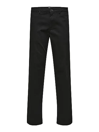 SELETED HOMME Herren Slhstraight-new Miles 196 Flex Pants W Chino, Schwarz, 36W / 34L EU