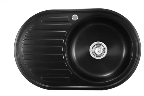 Proaja- 77x50x18cm Küchenspüle schwarz Edelstahl 304 0,8 rund 1 Becken,Einbauspüle,Spüle Küche, Abtropffläche