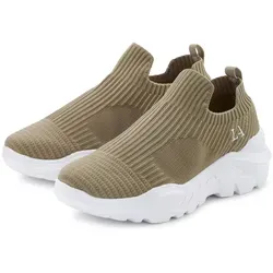 LASCANA Damen Sneaker in Oliv, Gr. 36 - VEGAN - Sportliche VEGAN Sneaker von LASCANA aus 100% Textil, ideal für den Alltag. Bequem zum Reinschlüpfen und mit unifarbenem Design, perfekt für Casual-Looks.