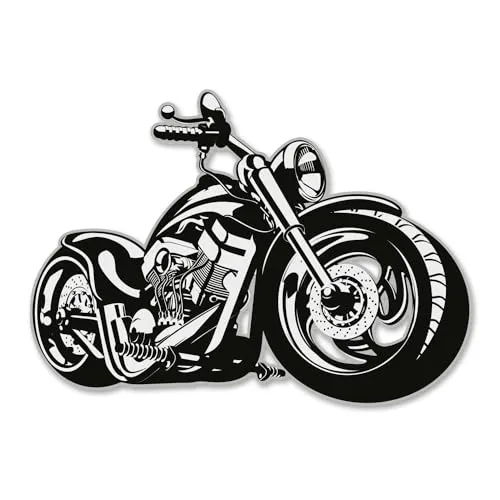 Wandtattoo Custom-Bike I Schwarz/Weiß I 13,7 x 10 cm I Harley, Moped, Chopper I Tür-Aufkleber, Matt laminiert, Vergilbungsfrei, Raufaser geeignet I kfz609