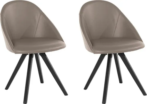 OTTO home 4-Fußstuhl Lotos (Set, 2 St), Bezug aus Echtleder und Gestell aus Eiche Massivholz