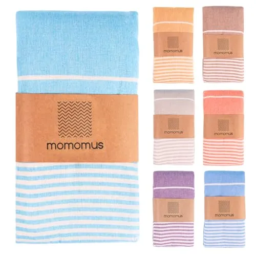 MOMOMUS Fouta XXL, Sandfrei, mit Fransen in türkis von MOMOMUS