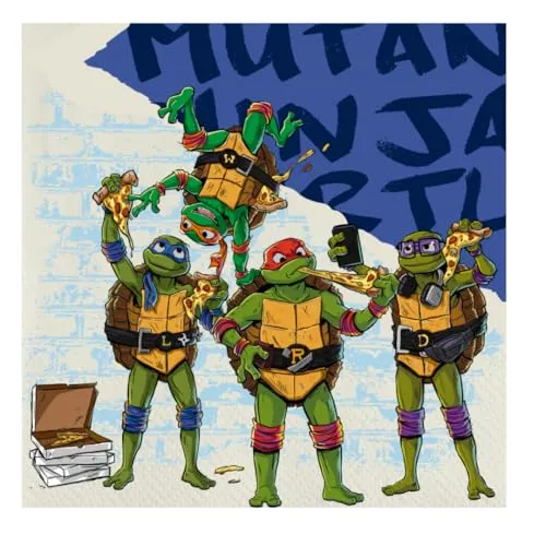 BeenSmile, Servietten, Servietten Geburtstag Kinder für Geburtstagsdeko, Tischdeko Geburtstag, Partyartikel, Partys, Feiern und Kindergeburtstage, 20 Sztuk, 33x33 Zm (Ninja-Turtles)