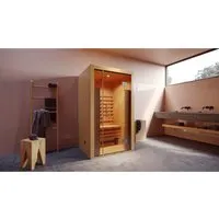 Weka Infrarotkabine Hamina 1 mit Linienstrahlern - Infrarotkabine mit ergonomischer Rückenlehne und 1.700 Watt Leistung. Genießen Sie gezielte, wohltuende Wärme und eine angenehme Innentemperatur bis 70 °C in modernem Design.