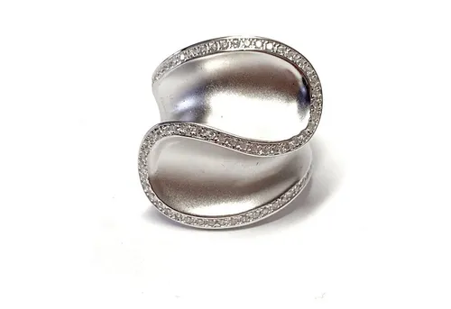 Edelschmiede925 Silberring moderner Silberring 925 rhod mit Zirkonia - matt - #55