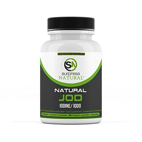 Surpresa Natural® - Natürliches Jod hochdosiert aus Kelp Extrakt in Kapseln | aus der Braunalge | 180 Jod Tabletten hochdosiert für 6 Monate Vorrat | salzfrei, laborgeprüft & vegan | Made in Germany