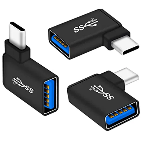 Mepsies USB C auf USB 3.0 90-Grad Adapter (3 Stück), USB-A 3.0 Buchse zu USB Typ C 3.1 Stecker Rechtwinkliger OTG Adapter Winkeladapter Kompatibel mit MacBook Pro, Laptop, Galaxy, Typ-C Handys