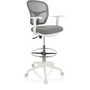 hJh-OFFICE Arbeitsstuhl Top Work 108 Netz, grau - Bürostuhl mit stufenloser Höhenverstellung von 69-91 cm, max. Belastbarkeit von 120 kg, Netzrücken und Fußring für optimalen Komfort bei 8 Stunden Sitzdauer.