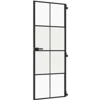 vidaXL Innentür Schlank Schwarz 76x201,5 cm - Haustüren aus robustem Hartglas mit elegantem Aluminiumrahmen – ideal für moderne Wohnräume, die Licht und Privatsphäre verbinden.