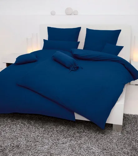 Janine Seersucker-Bettwäsche in Blau, 240x220 cm - Pflegeleichte und hautfreundliche Bettwäsche aus Oeko-Tex® zertifizierter Baumwolle, atmungsaktiv und ideal für einen erholsamen Schlaf.