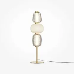 Maytoni Tischleuchte Metall, Gold- & Chrom-Finish & Weiß-Mattes Gemustertes Glas – Pattern | Maytoni