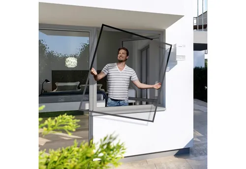 Windhager Insektenschutz-Fensterrahmen Spannrahmen PLUS, 100x120 cm - Fliegengitter für Fenster, aus robustem Fiberglas und Aluminium, garantiert optimale Insektenabwehr und einfache Selbstmontage.