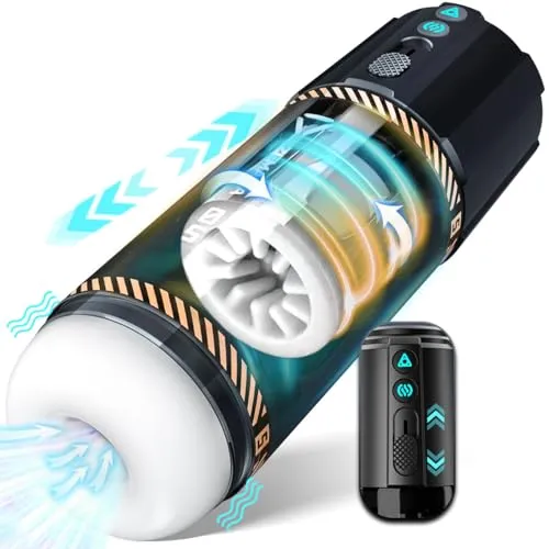 Masturbator Elektrischer Cup mit 8 Teleskop Rotierende Vibration Stoß, Erotik Sexspielzeug für die Männer Paare, Taschenmuschi Masturbieren für Männer Penis Masturbatoren, Sex Toys mit 3D Vagina