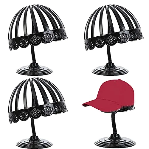 Halter Perückenhalter Schwarz Kunststoff Perückenständer Plastik Ständer Beweglicher Perückenhalter Hüte Display Ständer Plastik Hutständer Für Mützen Perücke, Zuhause Aufbewahrung Rack(3 Stück)