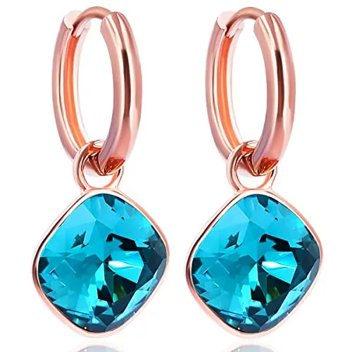 Rosegold Creolen Charm Anhänger Markenkristalle Ohrringe 925 Silber NOBEL SCHMUCK