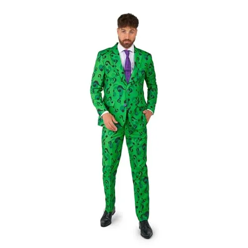 SuitMeister The Riddler Kostüm Anzug - Karneval & Halloween - Partyanzüge mit außergewöhnlichem Design und modischem Slim-Fit Schnitt. Der originale Anzug des berühmten Bösewichts aus dem Batman-Universum, ideal für auffällige Auftritte!