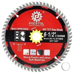 Kreissägeblatt Holz Sperrholz Kunststoffe 60 Zähne 165mm 60T 1