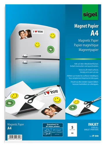 Magnetpapier A4 weiß 5Bl für Inkjet - Sonstige Kategorie: Hochwertiges Inkjet-Magnet-Papier A4, ideal für kreative Projekte und personalisierte Magneten – jetzt 5 Blätter zum Toppreis sichern!