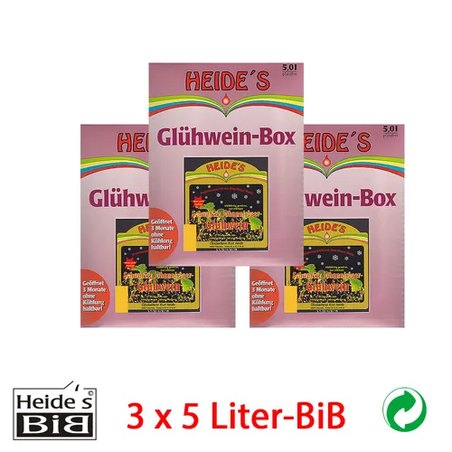 Glühwein Schwarze Johannisbeere 9,5% Alc., 3 x 5 Liter-BiB - 3er-Pack