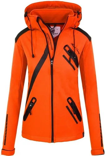 Rock Creek Softshelljacke Damen orange XS - Vielseitige Softshelljacke für Outdoor-Aktivitäten. Atmungsaktiv, schnell trocknend und schmutzabweisend – ideal für jedes Abenteuer im Freien.