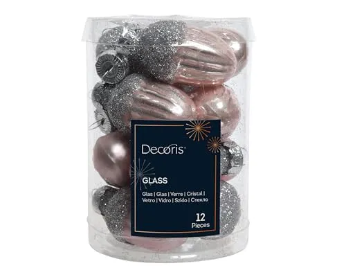 Weihnachtskugeln Glas Eichel Rosa // Kaemingk Christbaumkugeln, Eichel-Design, 4 cm, Rosa, 12 Stück (rosa) 12