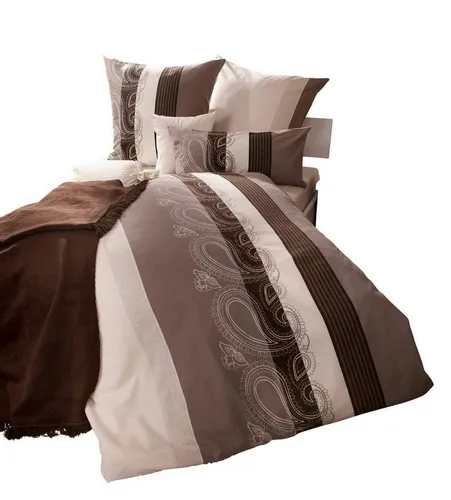 Janine Bettwäsche Feinbiber Set 155x220 cm - Bettwäsche-Set aus 100% Baumwolle, kuschelig weich und atmungsaktiv. Ideal für erholsamen Schlaf in stilvollem Barock-Design.