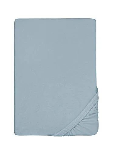 biberna Frottee-Stretch-Spannbetttuch taubenblau 90x190 cm von biberna