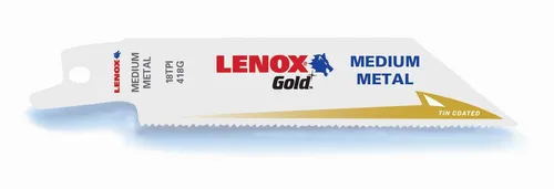 LENOX 5x Säbelsägeblatt Gold - 102 mm, TIN, TPI 18 - Zubehör für Elektrowerkzeug mit bruchsicherem Design für schnelles Schneiden in verschiedenen Materialien. Power Arc Technology bietet 2x längere Lebensdauer und 25% schnelleres Schneiden.