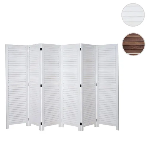 Mendler Paravent HWC-C30, Shabby-Look Raumteiler - Paravent & Raumteiler aus massivem Paulownienholz, 6 Paneele in Vintage-Optik, fertig montiert und platzsparend zusammenklappbar – ideal für Sichtschutz und Raumgestaltung.