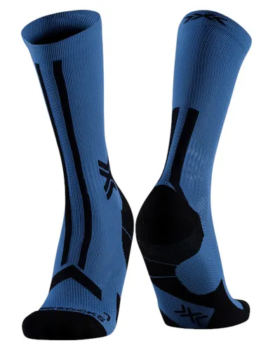 X-Socks Laufsocke Trailrun Discover Crew (für Traillaufe) mineralblau/schwarz Herren - 1 Paar
