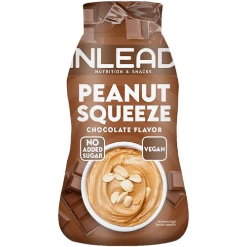 INLEAD – Peanut Squeeze Choco Crunch | Cremige Erdnusspaste mit Erdnussstückchen & Schokoladengeschmack in der praktischen Squeeze-Flasche | Ohne Zuckerzusatz & Palmöl - 520g (Chocolate)