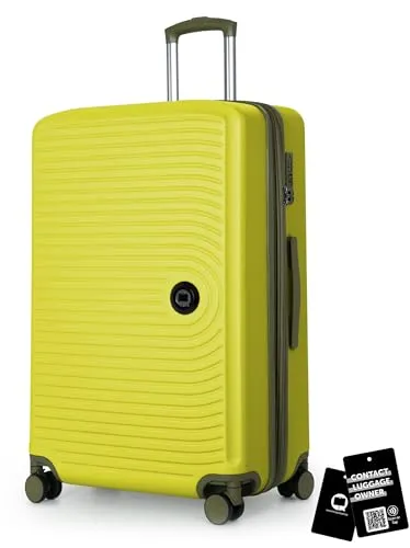Hauptstadtkoffer Mitte - Großer Hartschalenkoffer + Digitaler Namensschild, TSA, 4 Rollen, Check-In Gepäck mit XL-Erweiterung, Reisegepäck 77cm, Koffer bis 23kg Gepäck, 130 Liter, Lemon