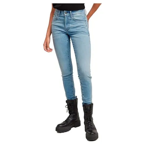 G-STAR Damen 3301 Skinny Jeans, Blau - High Waist für femininen Look - Jeans in Skinny Fit mit klassischem 5-Taschen-Design, High Waist für einen femininen Look und aus innovativem lederähnlichem Papiermaterial für hohen Tragekomfort.