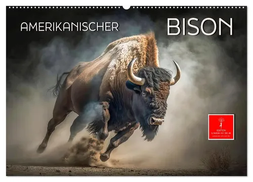 Peter Roder | Amerikanischer Bison Wandkalender 2026 DIN A2 - Kalender mit 14 Seiten, zeigt beeindruckende Bilder des Amerikanischen Bisons, dem Nationaltier der USA, ideal für Tierliebhaber und Naturliebhaber.