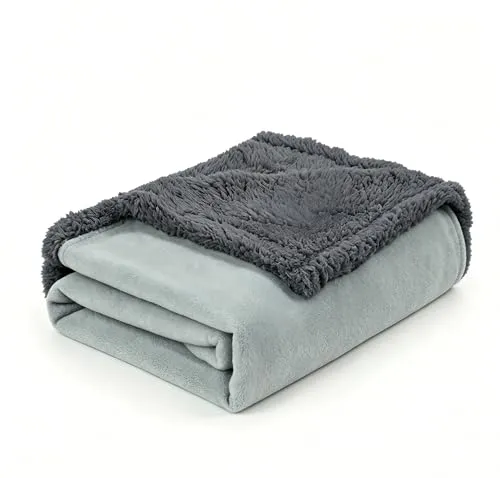 Kritter Planet Wasserdicht Hundedecke, Hundedecke für Unterwegs, Sofaschutz Hund, Waschbar Kuscheldecke, Tagesdecke für Sofa Autositz Couch Bett, S 63x76cm Klein Decke, Lt Gray/Dk Gray