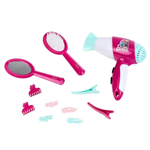 Theo Klein 5790 Barbie Frisier-Set I Zubehör und Accessoires im Barbie-Look I Inkl. Kinder-Föhn mit Kaltluftfunktion I Spielzeug für Kinder ab 3 Jahren